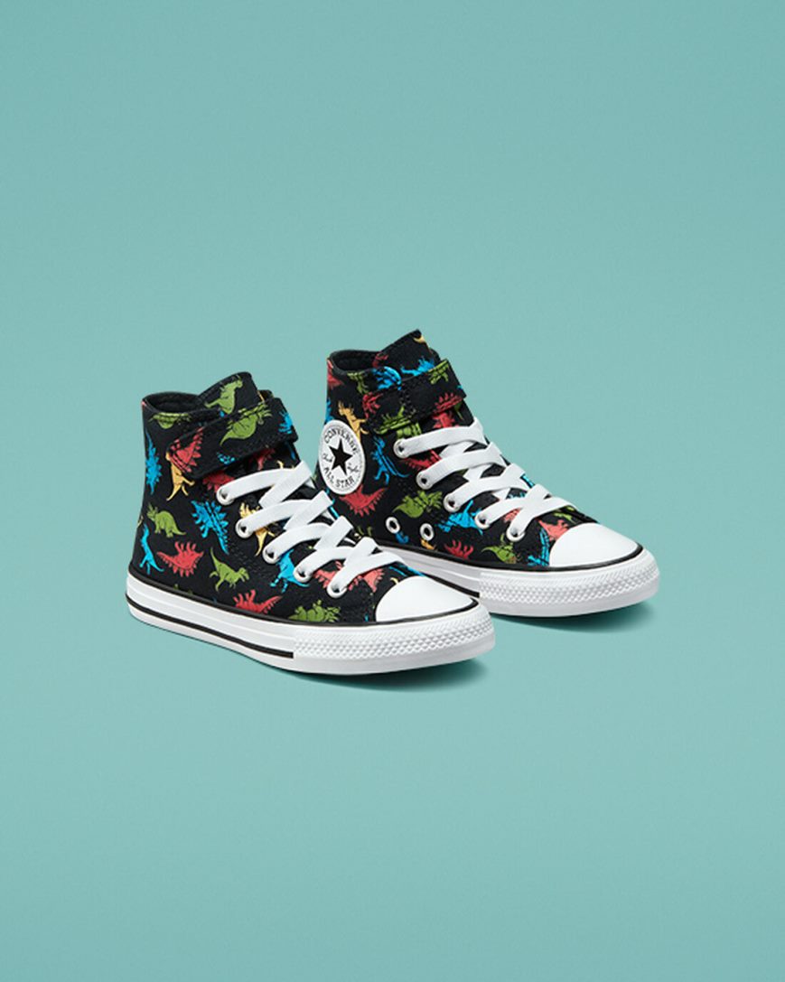 Girls' Converse Chuck Taylor All Star Easy-On Dinosaurs High Top Shoes Black / Red / Blue | AU 63E5CQ
